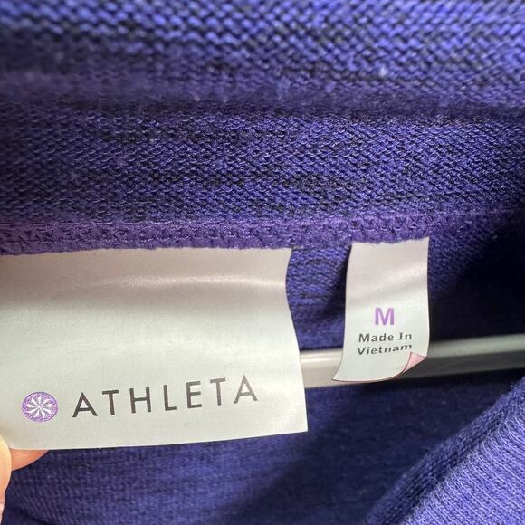 Athleta Pullover Hoodie Women M Dolman Sleeve Heathered Purple Kangaroo Pocket - Picture 5 of 11